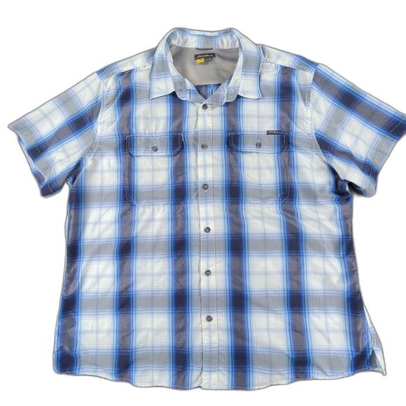 Eddie Bauer Other - Eddie Bauer 2X Blue Plaid Fishing Shirt Mesh Vent Short Sleeve Hiking Gorpcore
